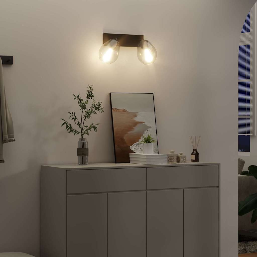 Stropné Bodové Svetlo Čierna 33 X 13 X 26 Cm Sklo A Kov