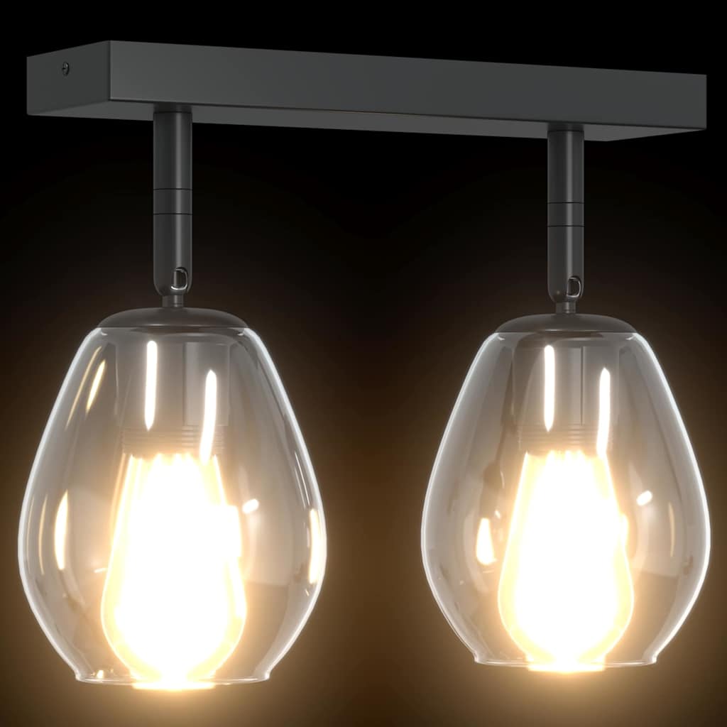 Stropné Bodové Svetlo Čierna 33 X 13 X 26 Cm Sklo A Kov