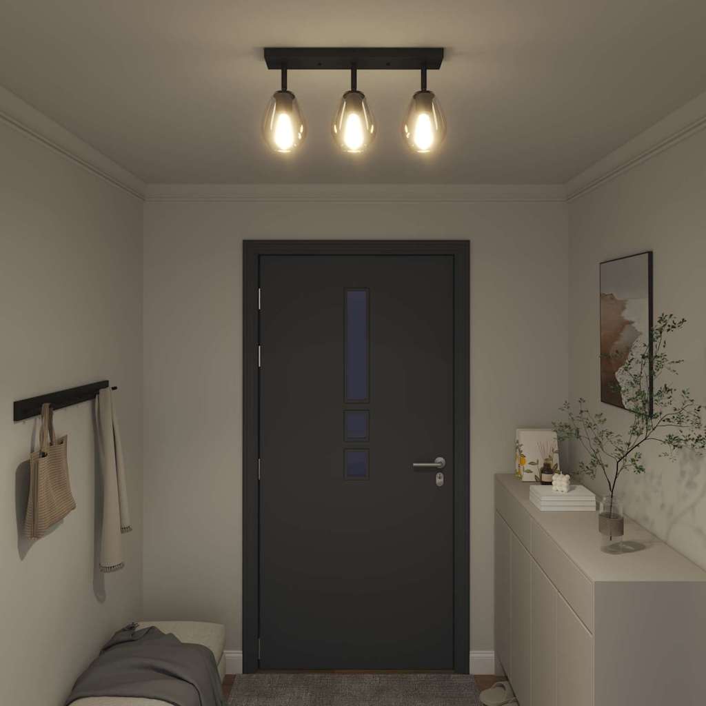 Stropné Bodové Svetlo Čierna 54 X 13 X 26 Cm Sklo A Kov