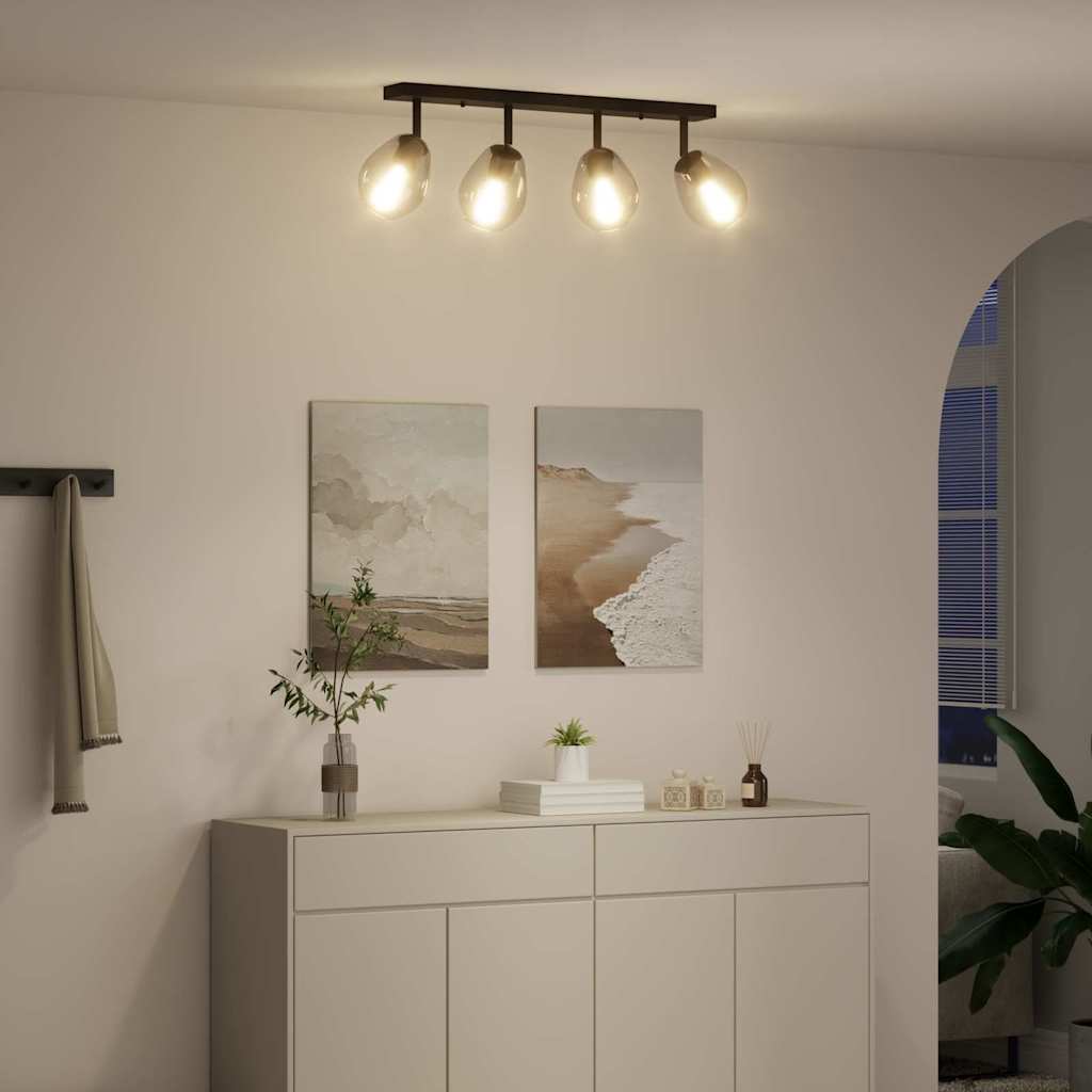 Stropné Bodové Svetlo Čierna 70 X 13 X 26 Cm Sklo A Kov