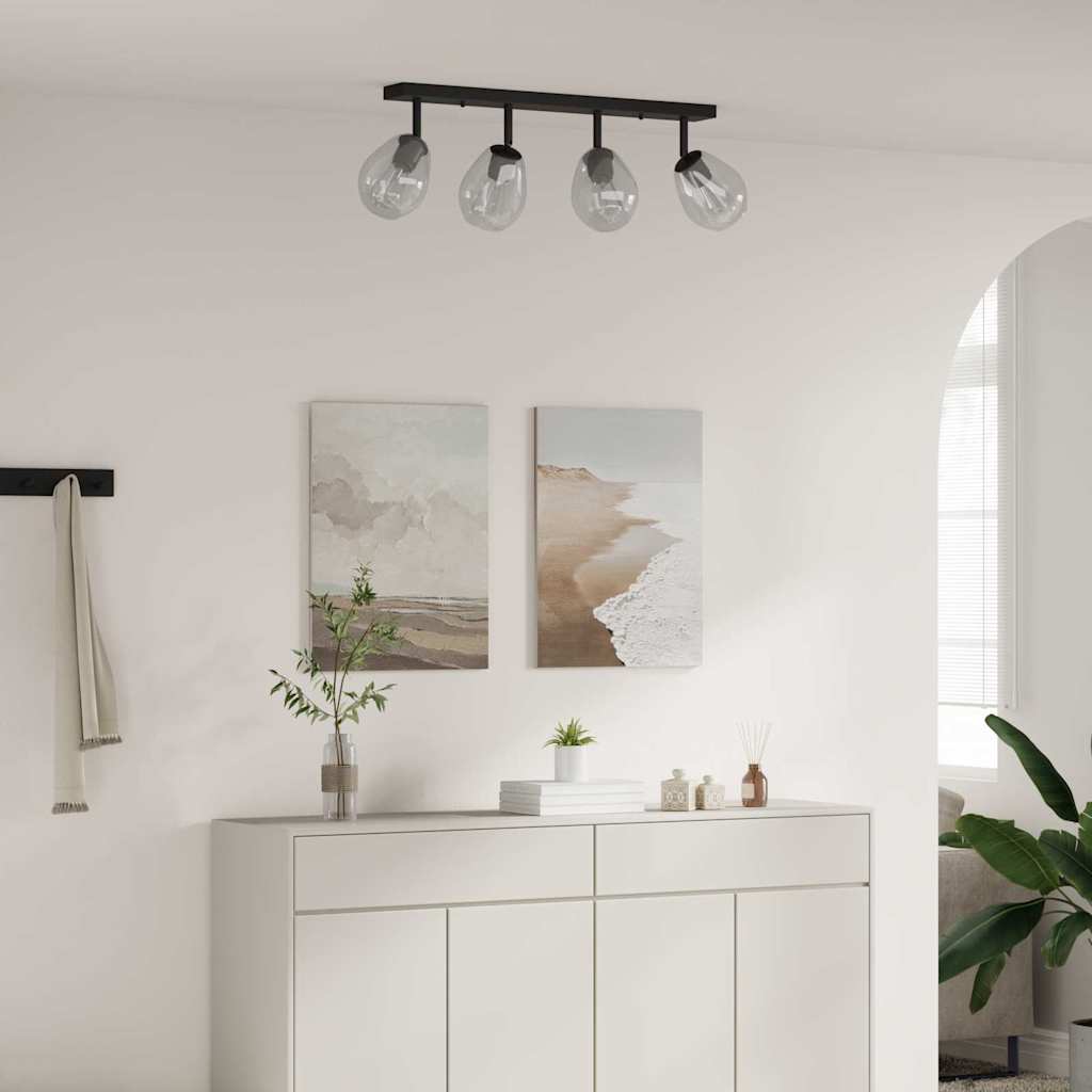 Stropné Bodové Svetlo Čierna 70 X 13 X 26 Cm Sklo A Kov