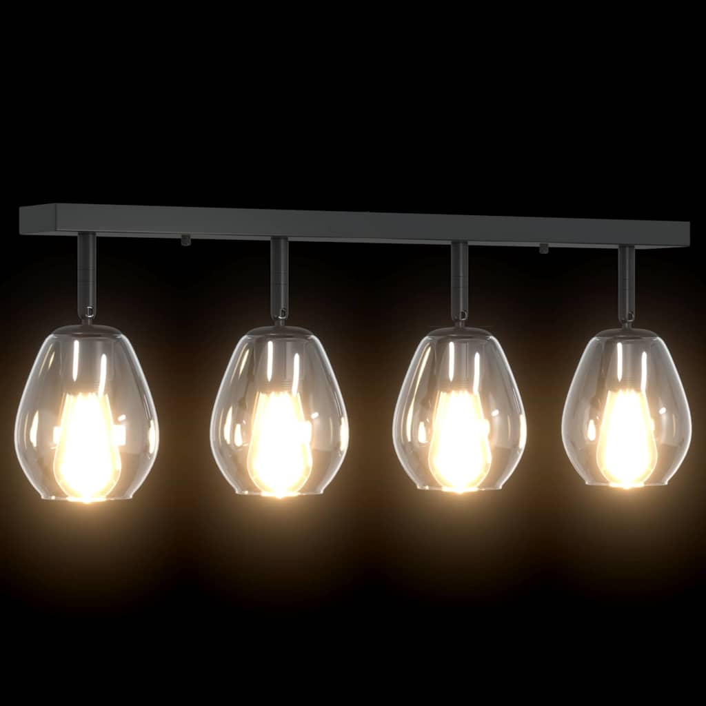 Stropné Bodové Svetlo Čierna 70 X 13 X 26 Cm Sklo A Kov