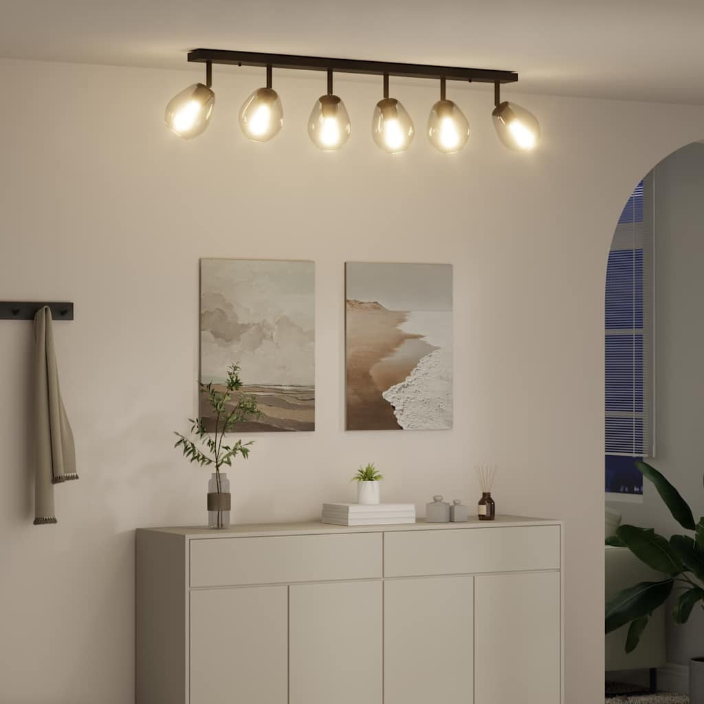 Stropné Bodové Svetlo Čierna 110.5 X 13 X 26 Cm Sklo A Kov