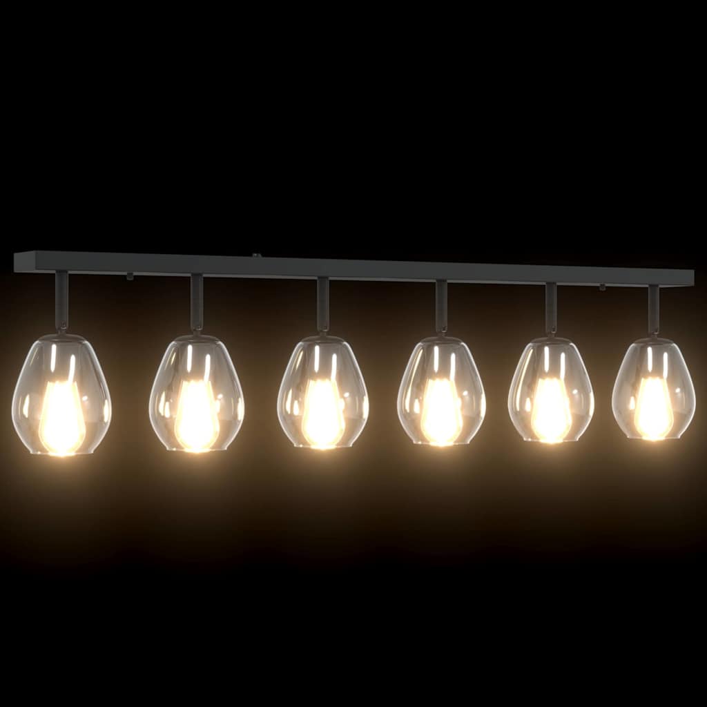 Stropné Bodové Svetlo Čierna 110.5 X 13 X 26 Cm Sklo A Kov