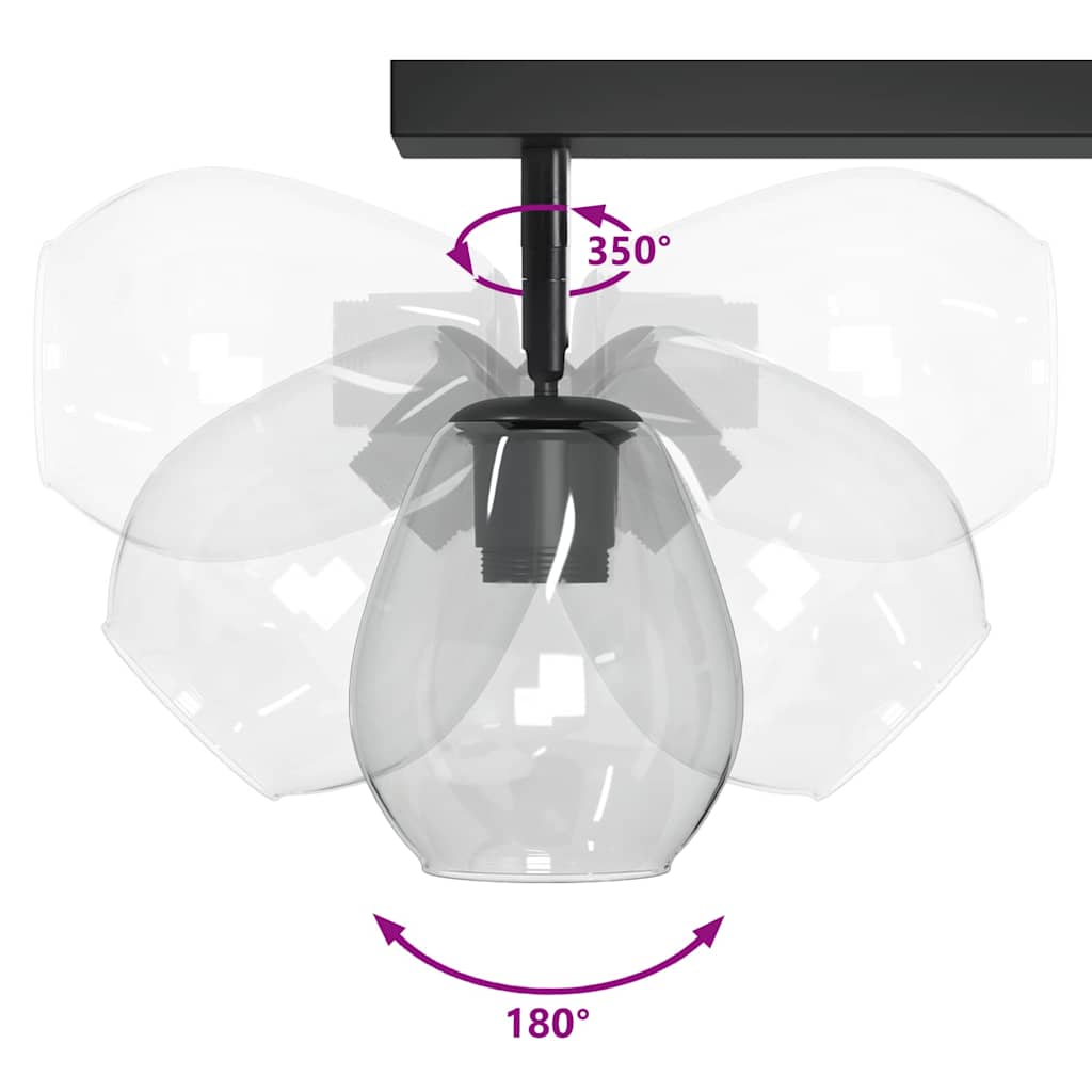 Stropné Bodové Svetlo Čierna 110.5 X 13 X 26 Cm Sklo A Kov