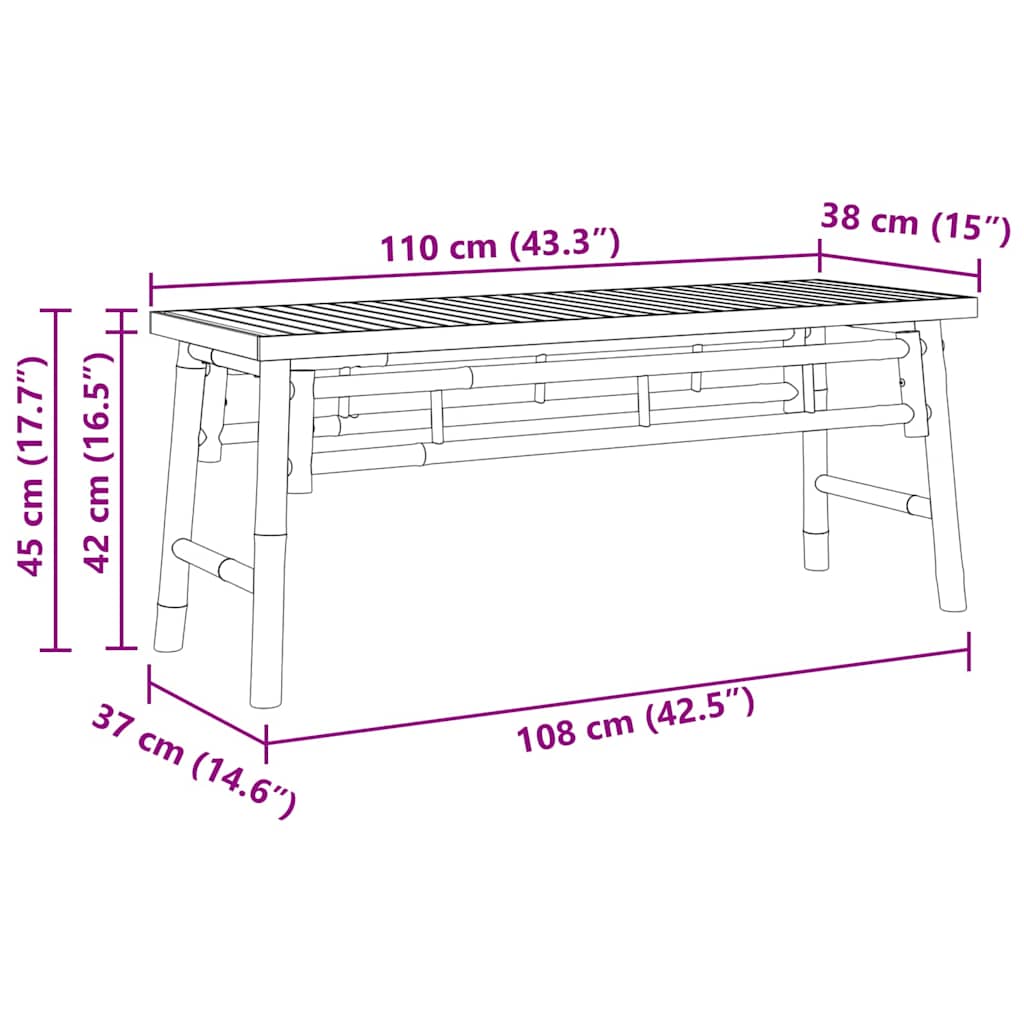 Lavička Hnedá 110 X 38 X 45 Cm Bambus