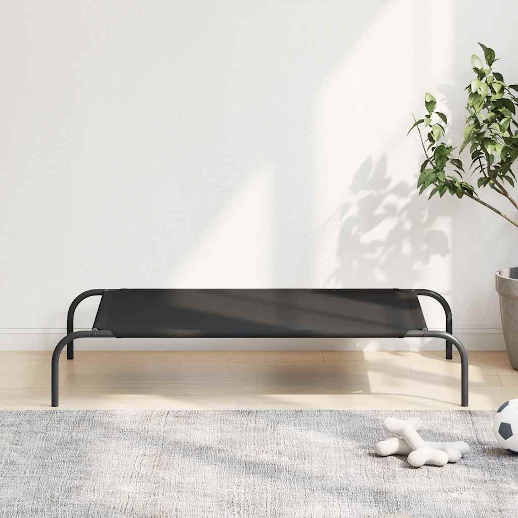 Vyvýšená posteľ pre psa čierna 110x65x20 cm Oxford Fabric Steel