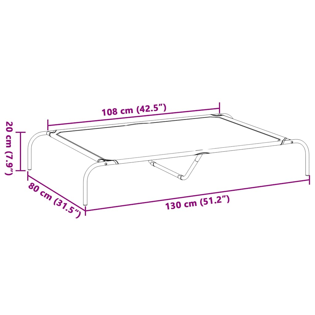 Vyvýšená posteľ pre psa čierna 130x80x20 cm Oxford Fabric Steel