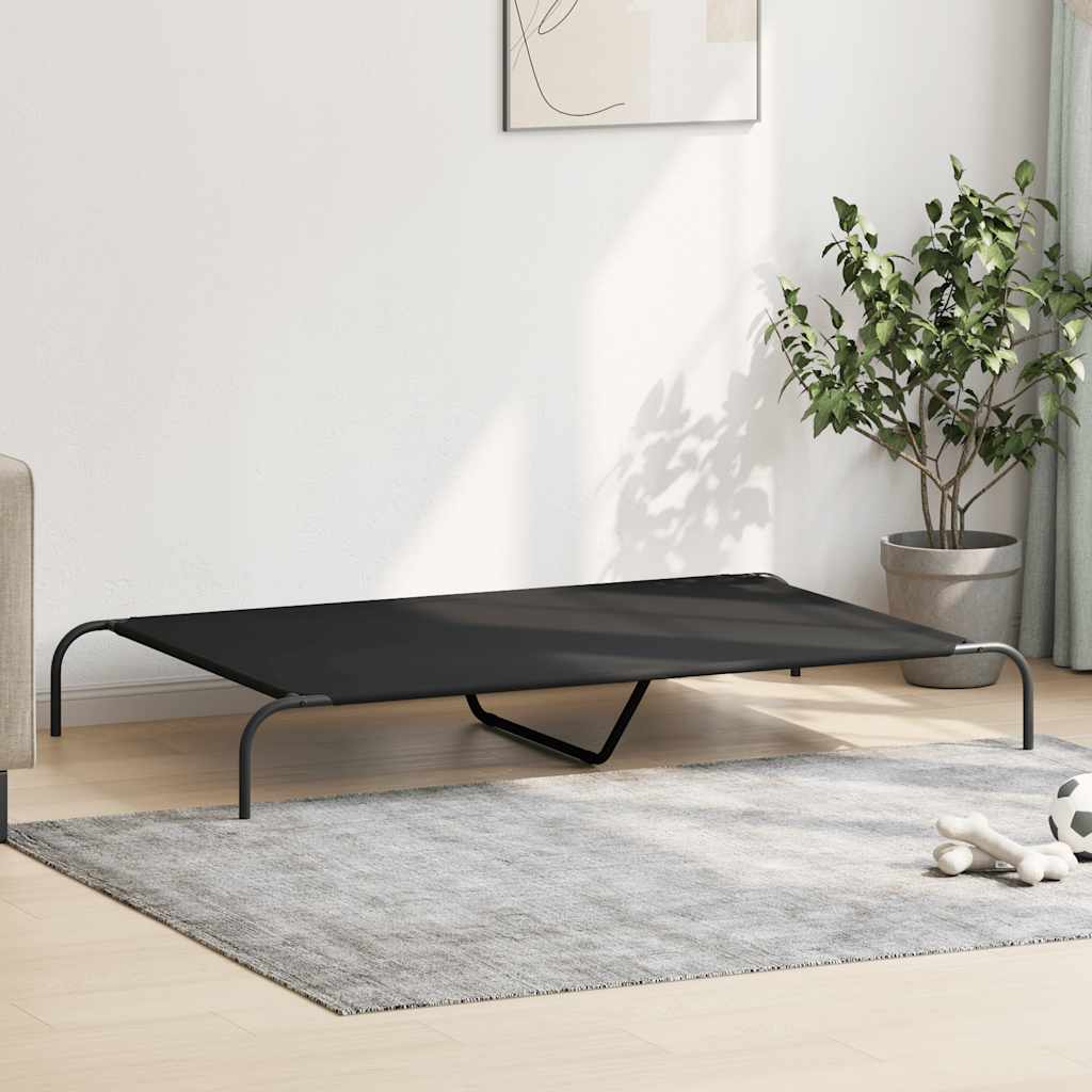 Vyvýšená posteľ pre psa čierna 150x90x20 cm Oxford Fabric Steel