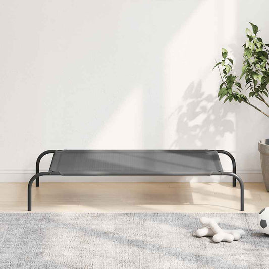 vyvýšená posteľ pre psa sivá 110x65x20 cm textil a oceľ