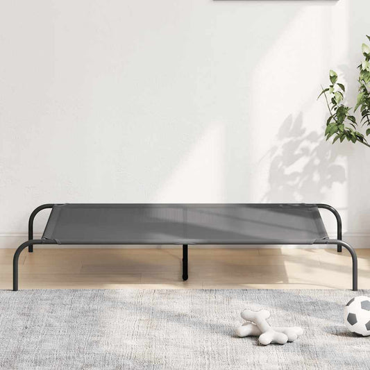 vyvýšená posteľ pre psa sivá 130x80x20 cm textil a oceľ