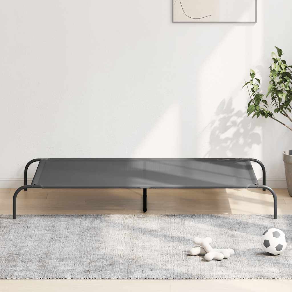 vyvýšená posteľ pre psa sivá 150x90x20 cm textil a oceľ