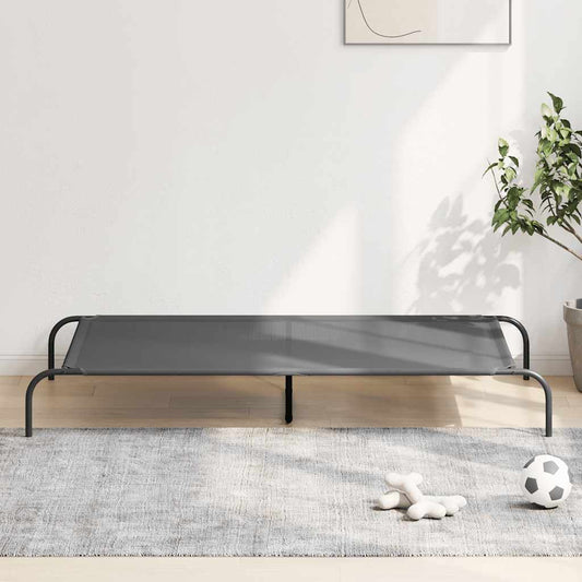 vyvýšená posteľ pre psa sivá 150x90x20 cm textil a oceľ
