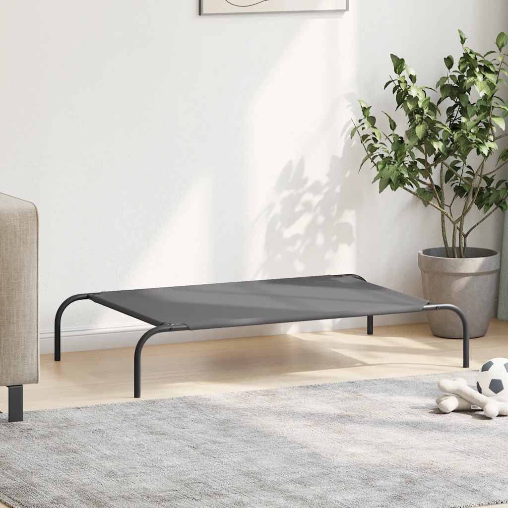 vyvýšená posteľ pre psa sivá 110x65x20 cm Oxford látka a oceľ