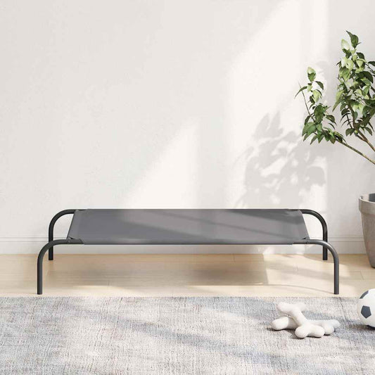 vyvýšená posteľ pre psa sivá 110x65x20 cm Oxford látka a oceľ