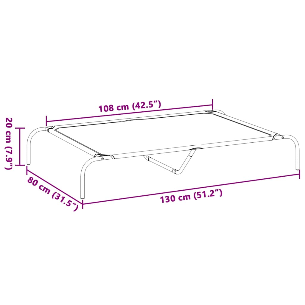 vyvýšená posteľ pre psa sivá 130x80x20 cm Oxford látka a oceľ
