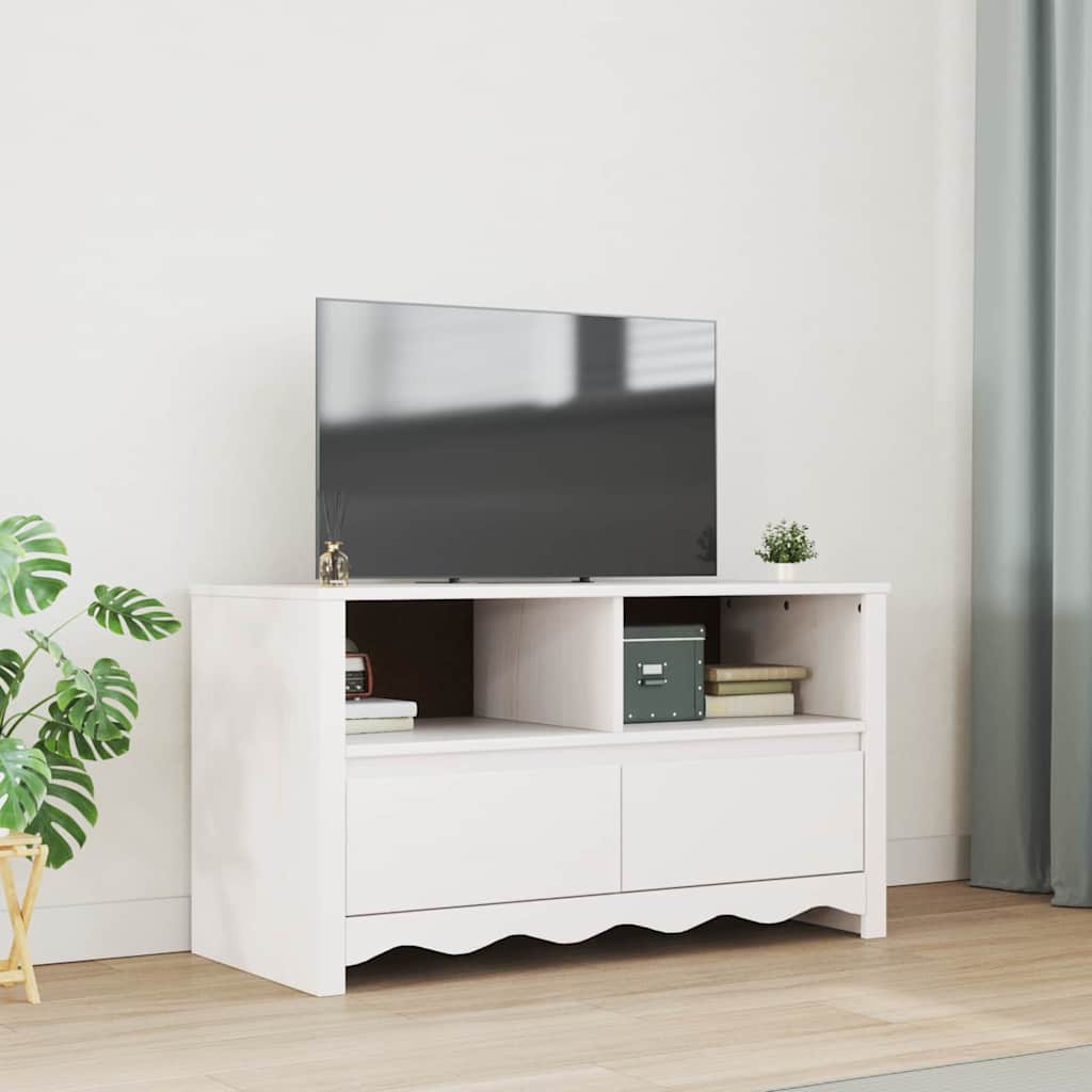 Tv Stolík Drammen Biela 99 X 43 X 55 Cm Borovicový Masív