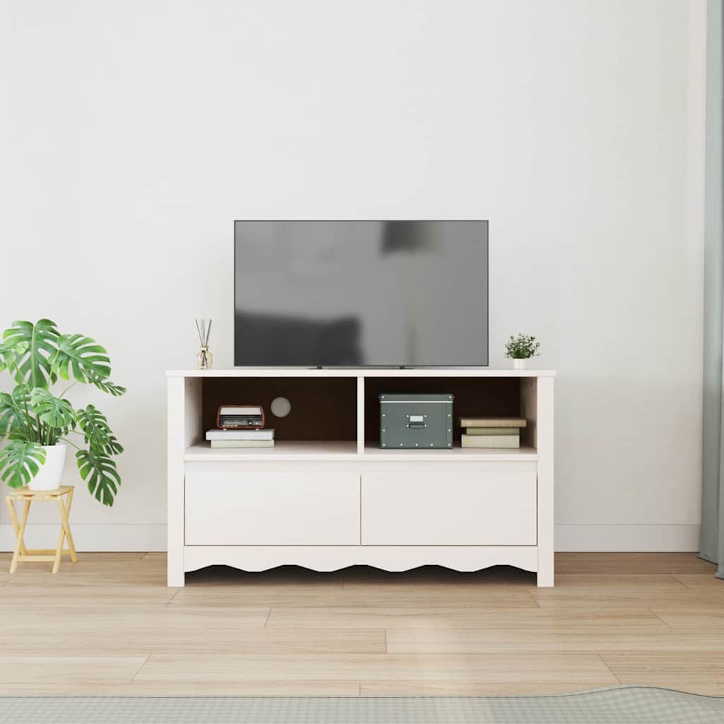 Tv Stolík Drammen Biela 99 X 43 X 55 Cm Borovicový Masív