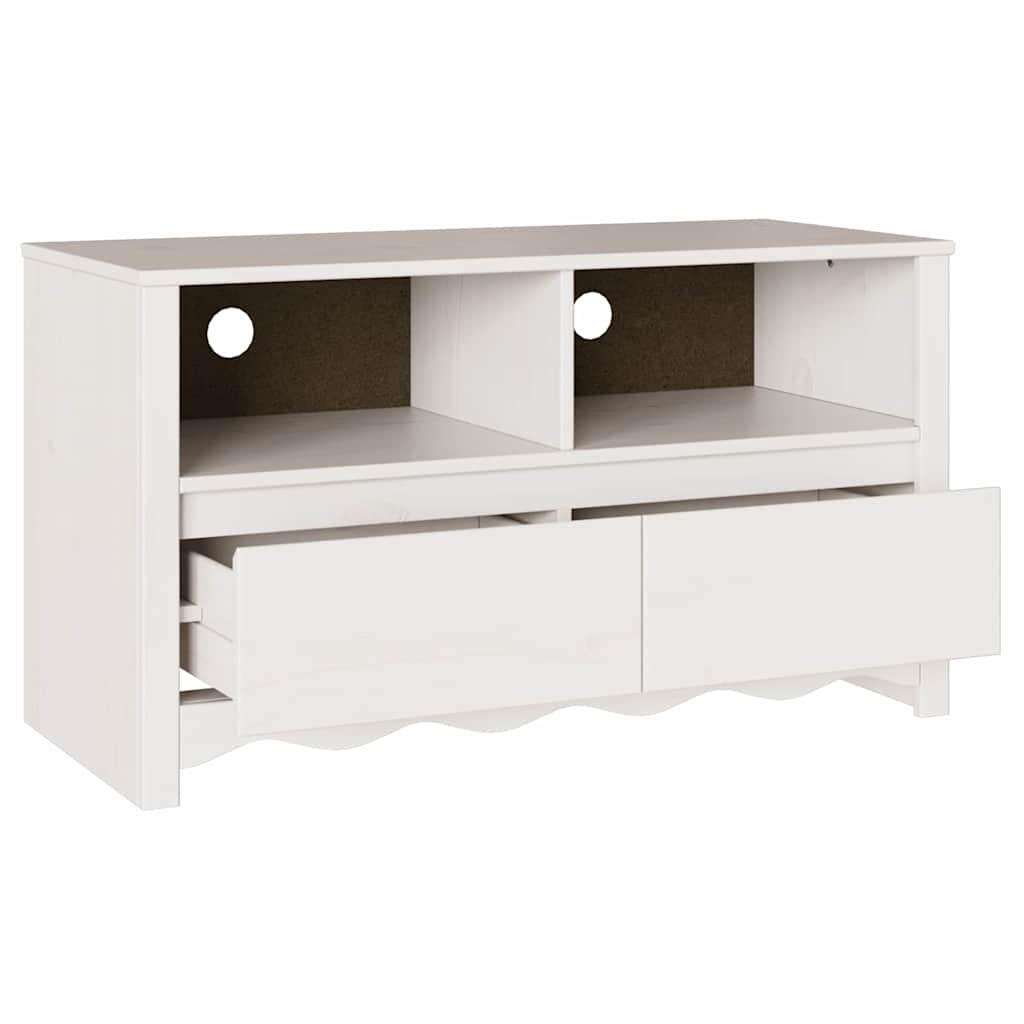 Tv Stolík Drammen Biela 99 X 43 X 55 Cm Borovicový Masív