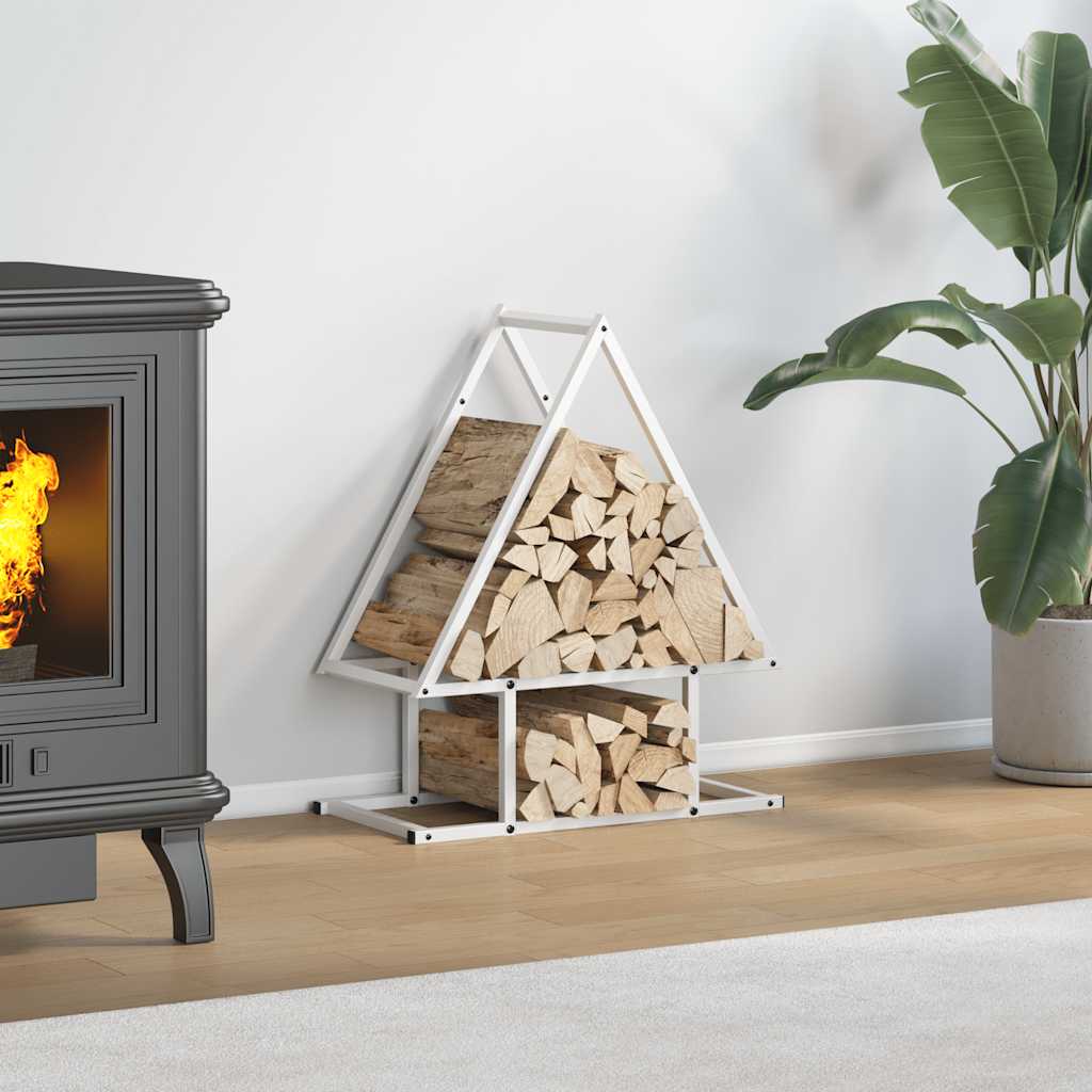 Stojan Na Palivové Drevo Biely Oceľ Valcovaná Za Studena