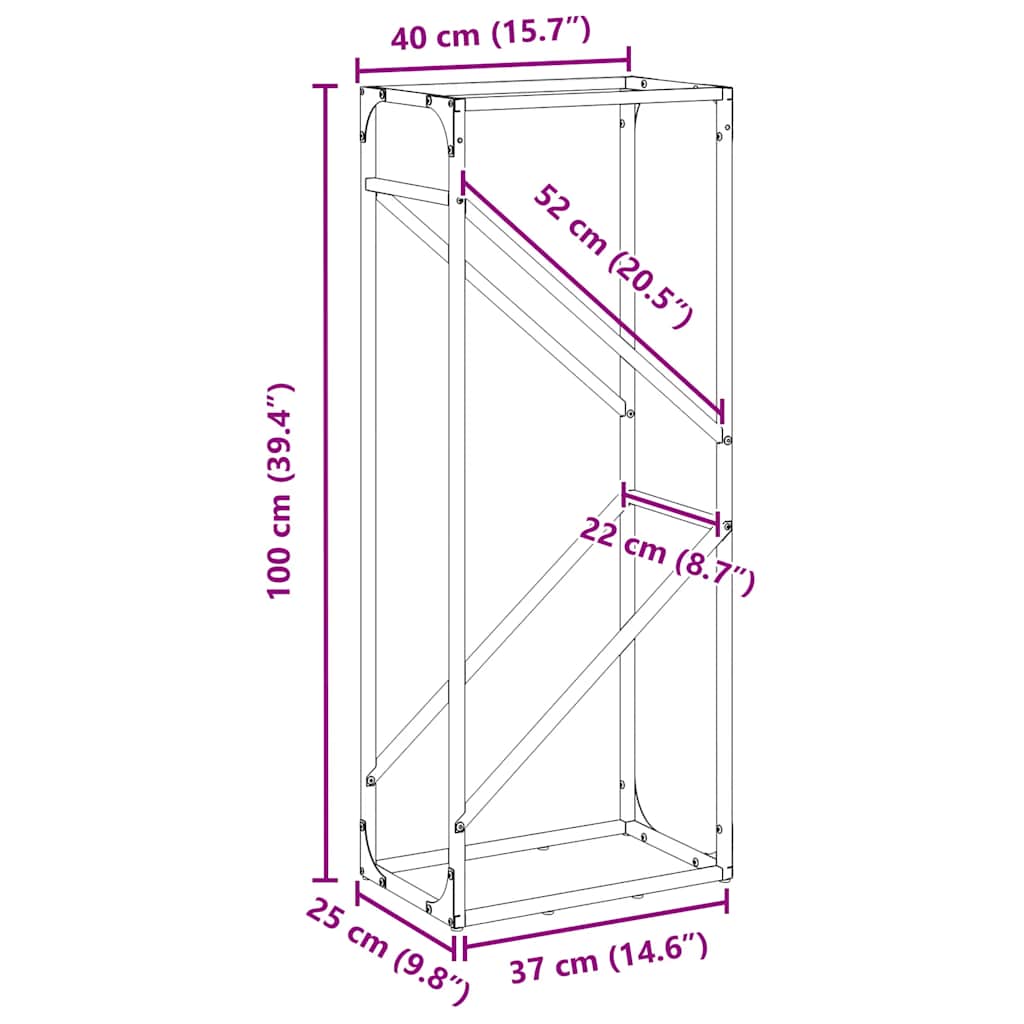Stojan Na Palivové Drevo Antracit Oceľ Valcovaná Za Studena