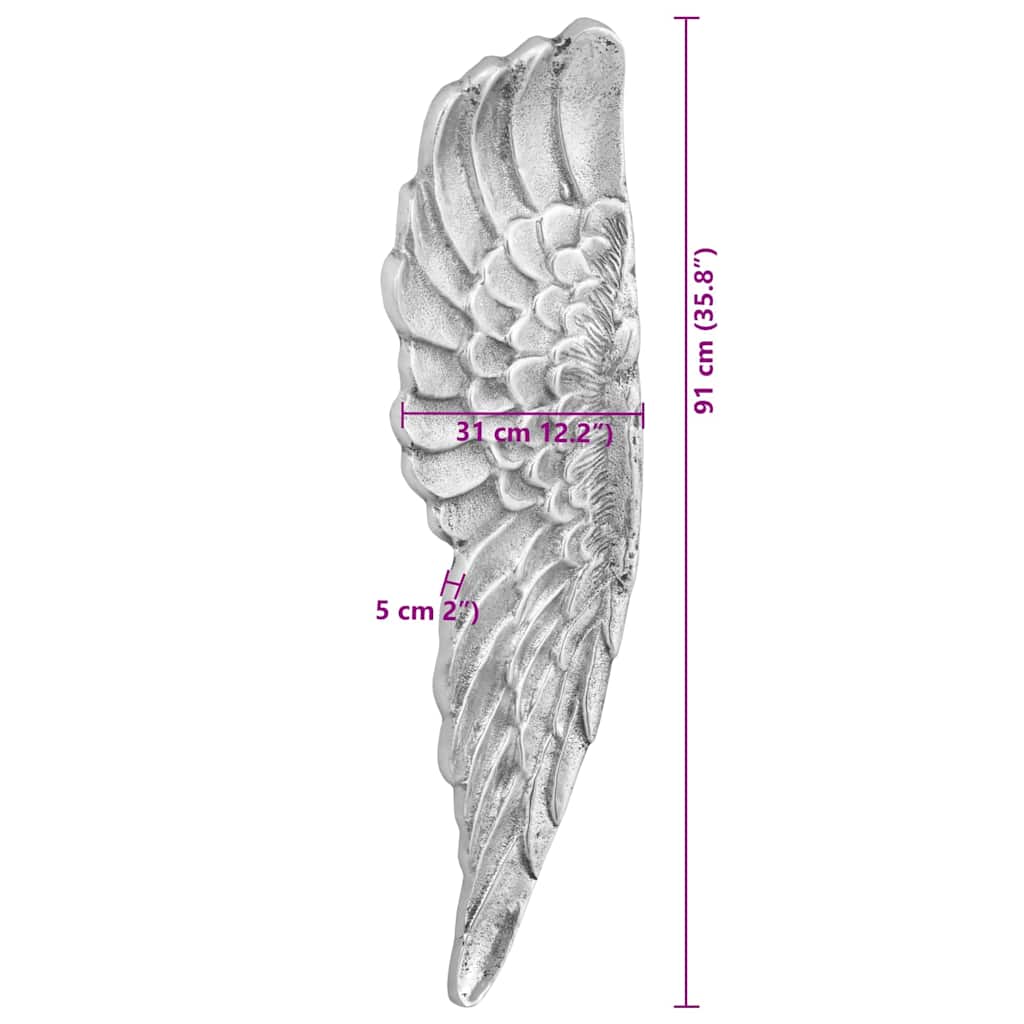 Socha Krídel Strieborná 31 X 5 X 91 Cm Hliník