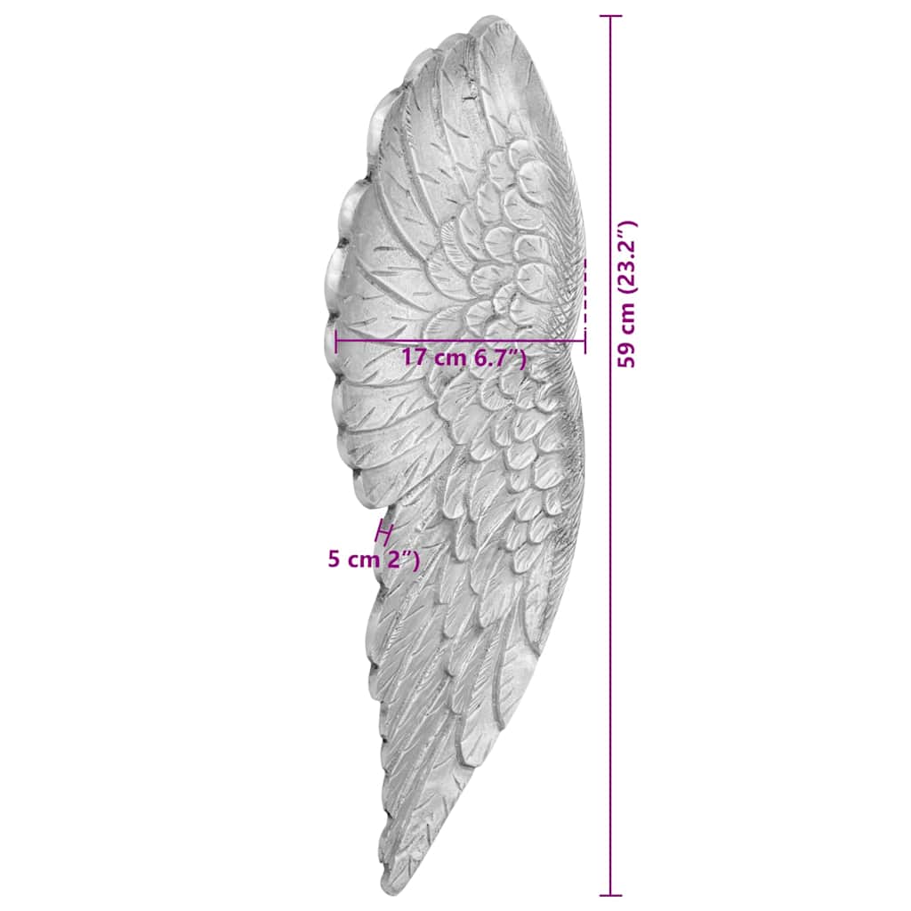 Socha Krídel Strieborná 17 X 5 X 59 Cm Hliník