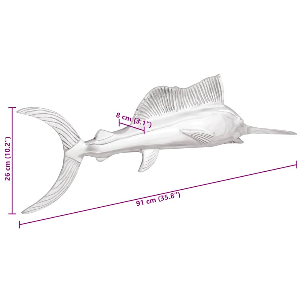 Socha Strieborná 91 X 8 X 26 Cm Hliník
