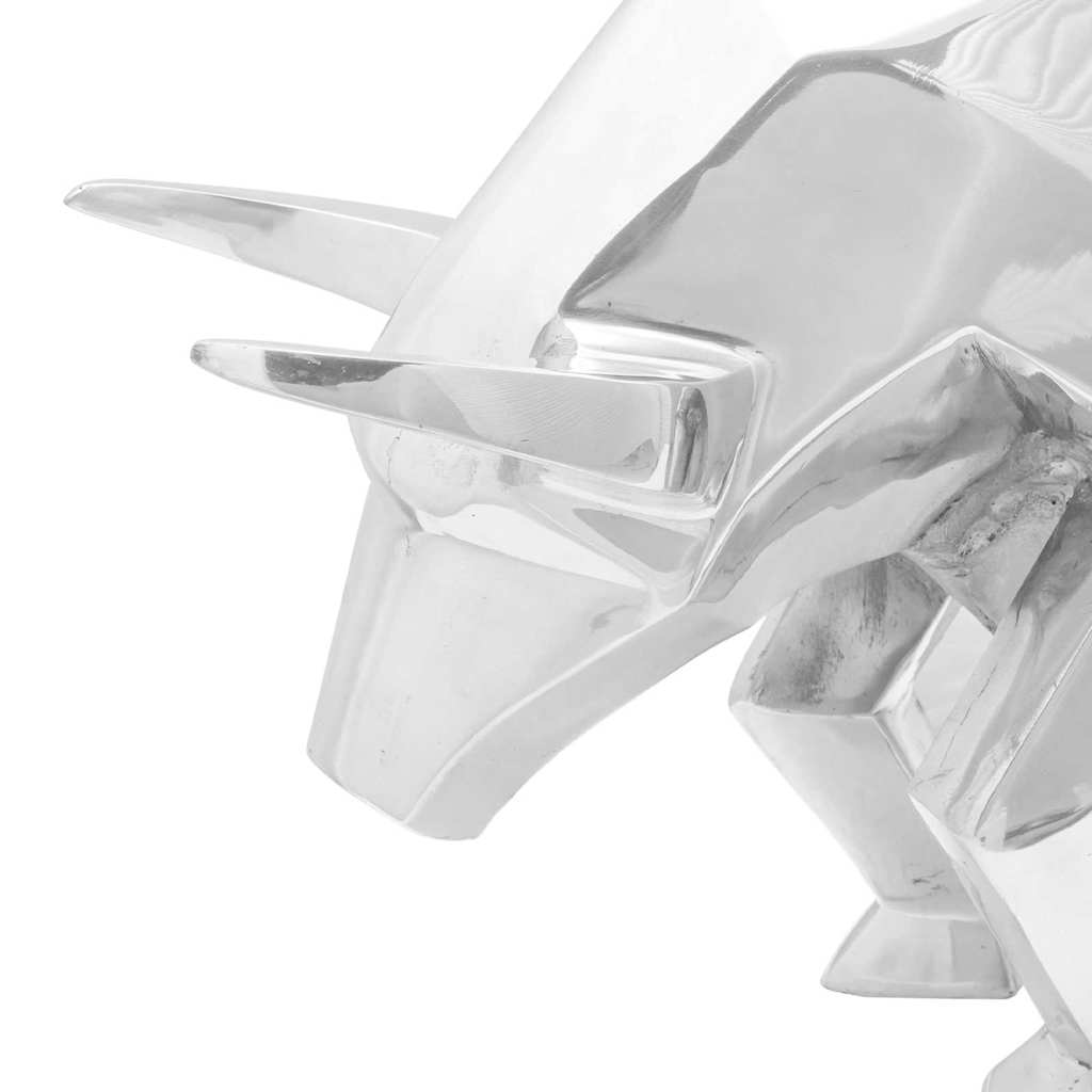 Socha Býka Strieborná 74 X 23 X 39 Cm Hliník