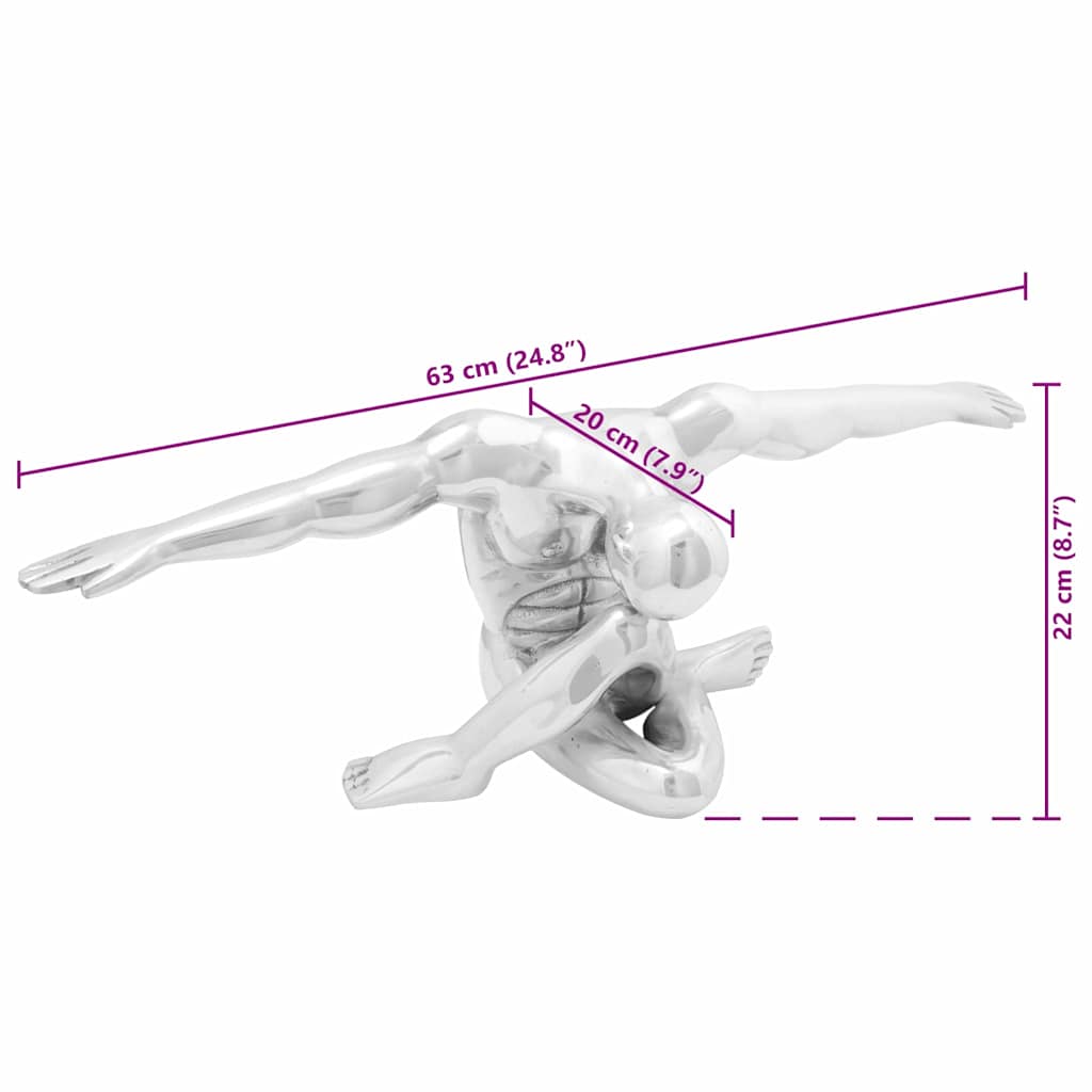 Socha Strieborná 63 X 20 X 22 Cm Hliník