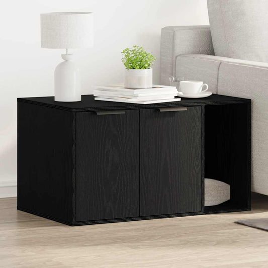 Uzavretý box na stelivo čierny dub 80x50x45 cm kompozitné drevo