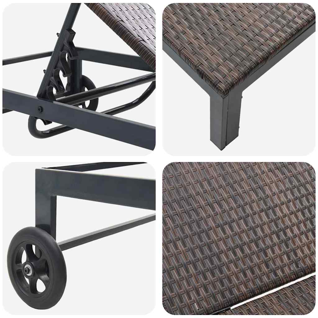 Lehátko Na Slnenie 2-Osoba 3 Pcs Hnedá Polyratan