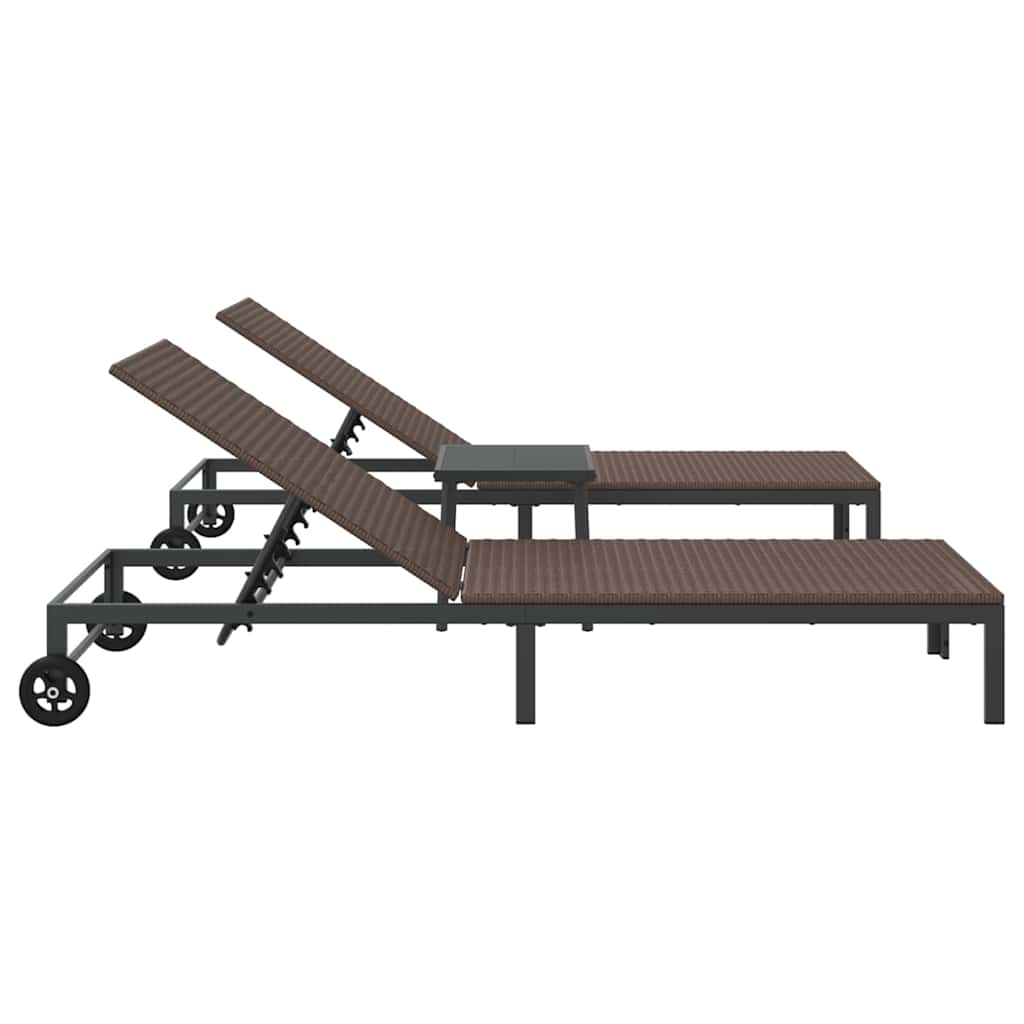 Lehátko Na Slnenie 2-Osoba 3 Pcs Hnedá Polyratan