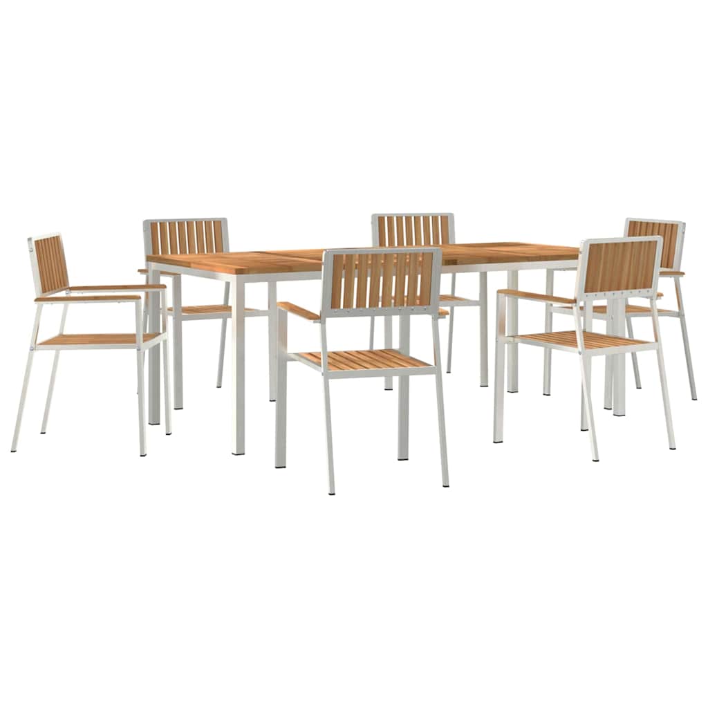 Záhradný jedálenský set 7 pcs Hnedá Tíkový masív