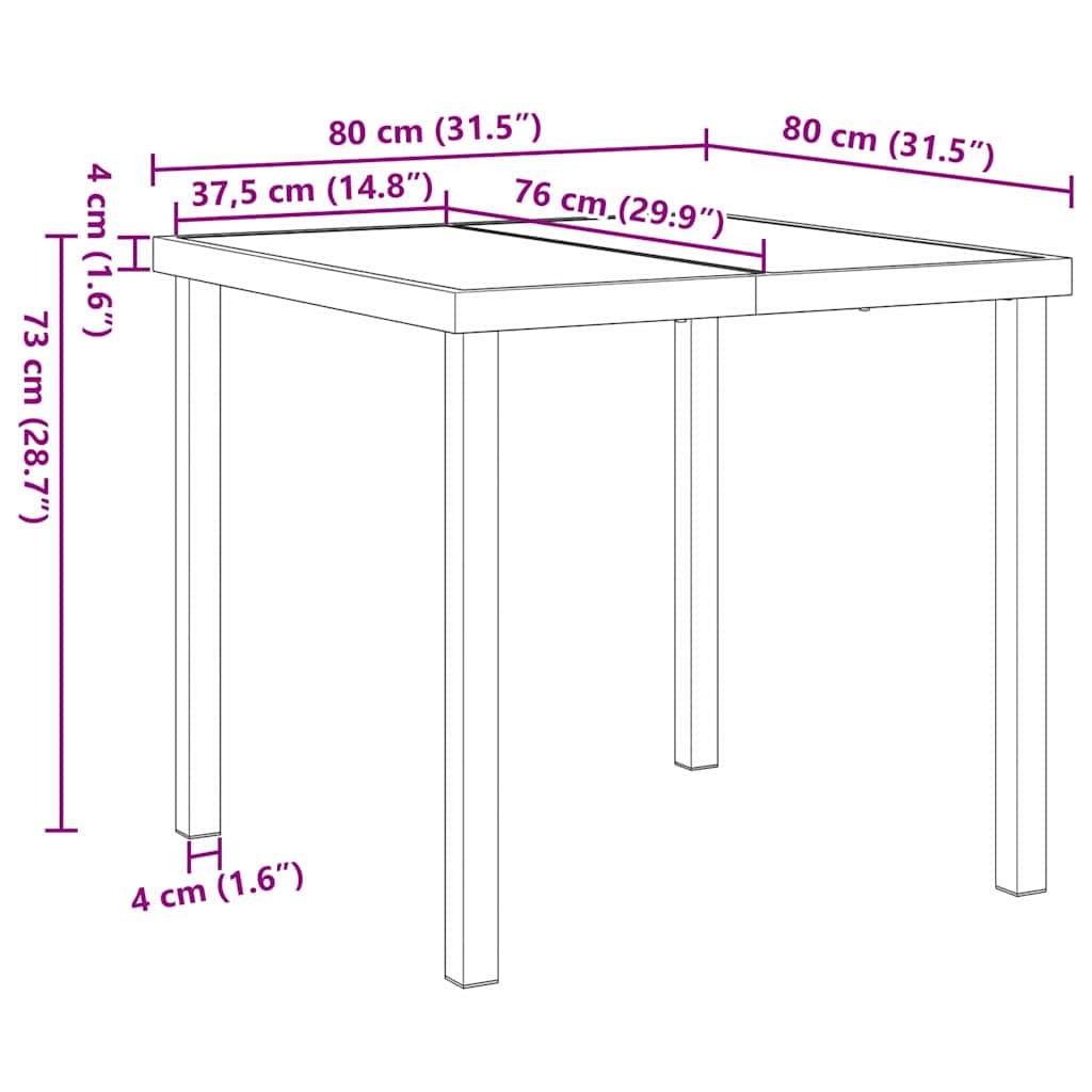 Záhradný Stôl Čierna 80 X 80 X 73 Cm Kov