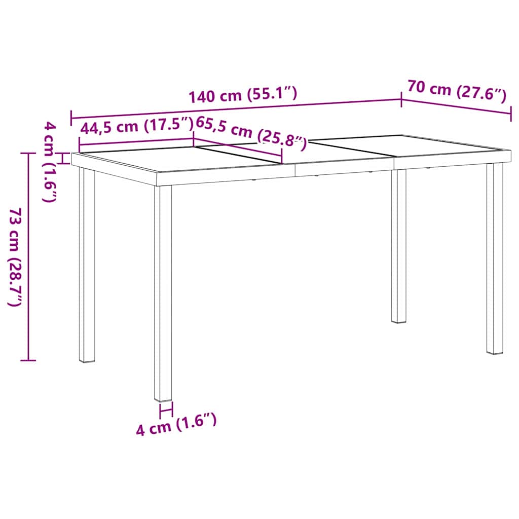 Záhradný Stôl Čierna 140 X 70 X 73 Cm Kov