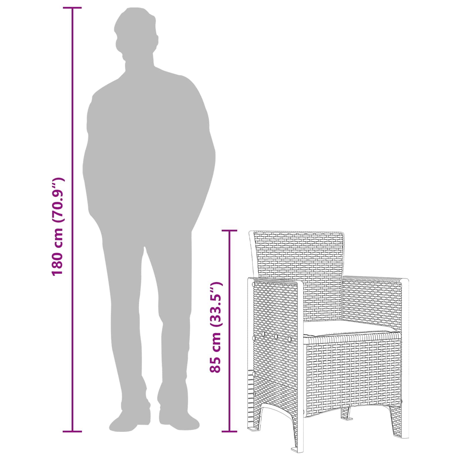 Záhradná Stolička 2 Pcs Hnedá 53 X 49 X 85 Cm Polypropylén