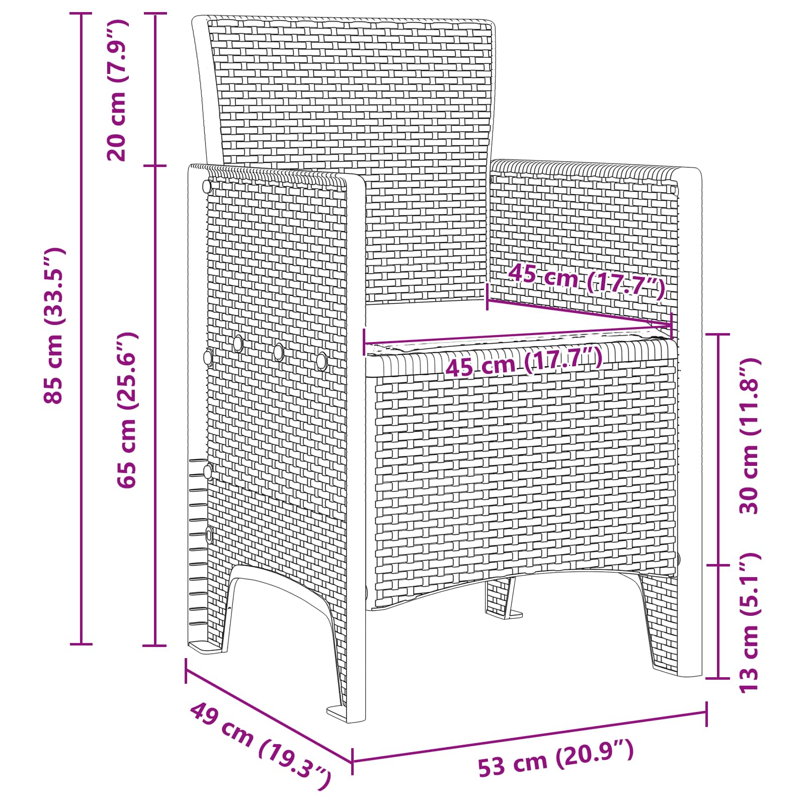 Záhradná Stolička 2 Pcs Hnedá 53 X 49 X 85 Cm Polypropylén