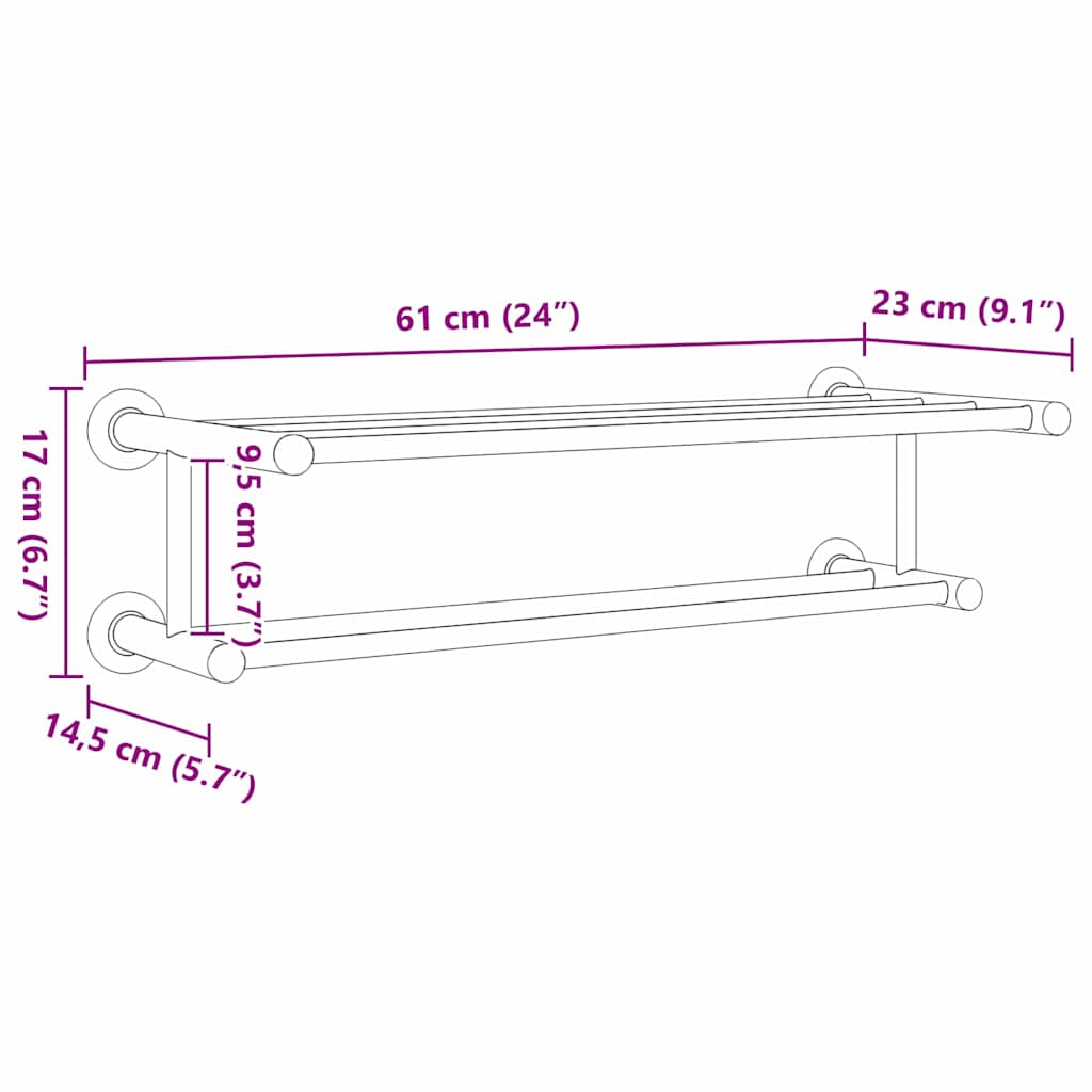 Držiak Na Uteráky Čierna 61 X 23 X 17 Cm Nehrdzavejúca Oceľ