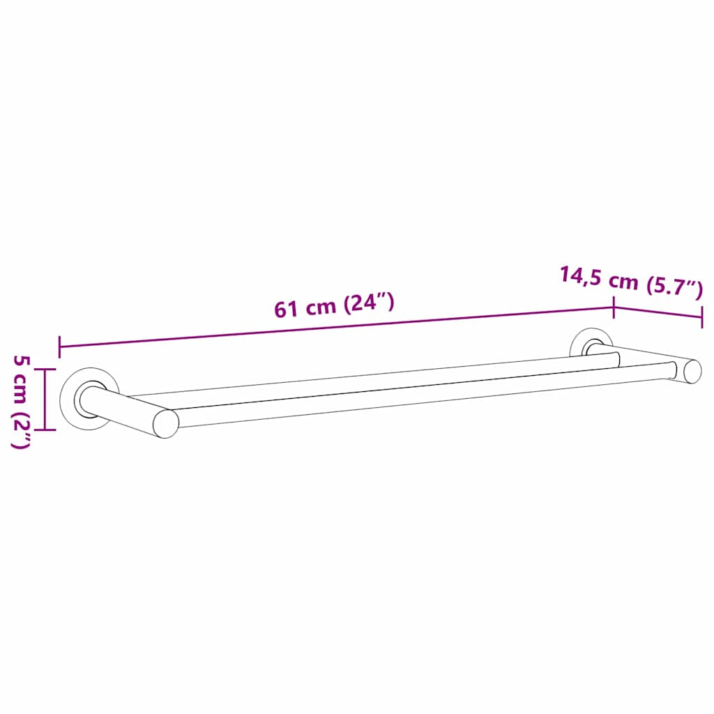 Držiak Na Uteráky Čierna 61 X 14.5 X 5 Cm Nehrdzavejúca Oceľ