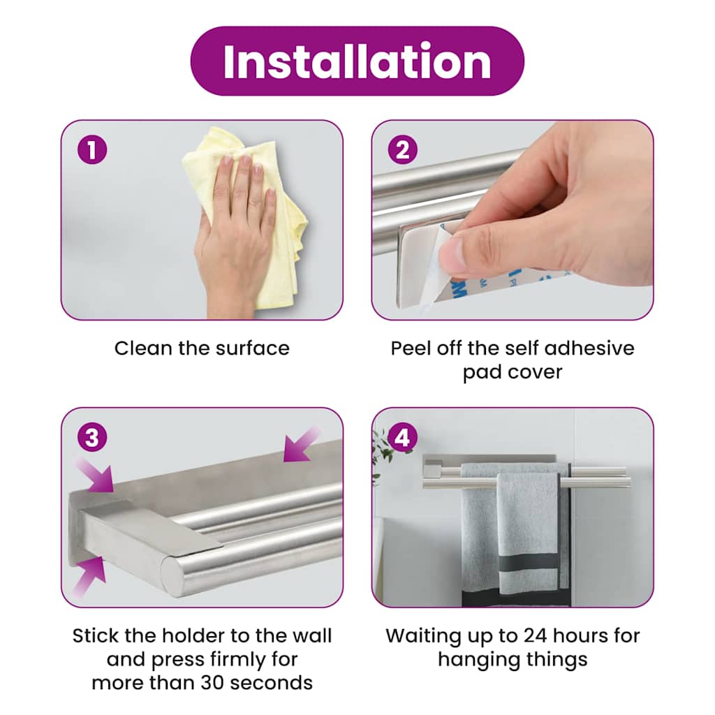 Držiak Na Uteráky Strieborná 40 X 9 X 4 Cm Nehrdzavejúca Oceľ