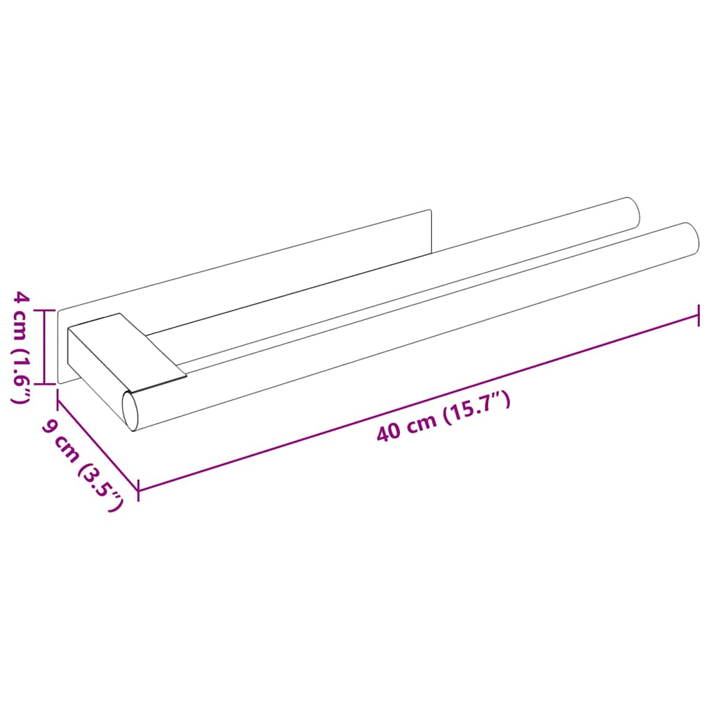 Držiak Na Uteráky Čierna 40 X 9 X 4 Cm Nehrdzavejúca Oceľ