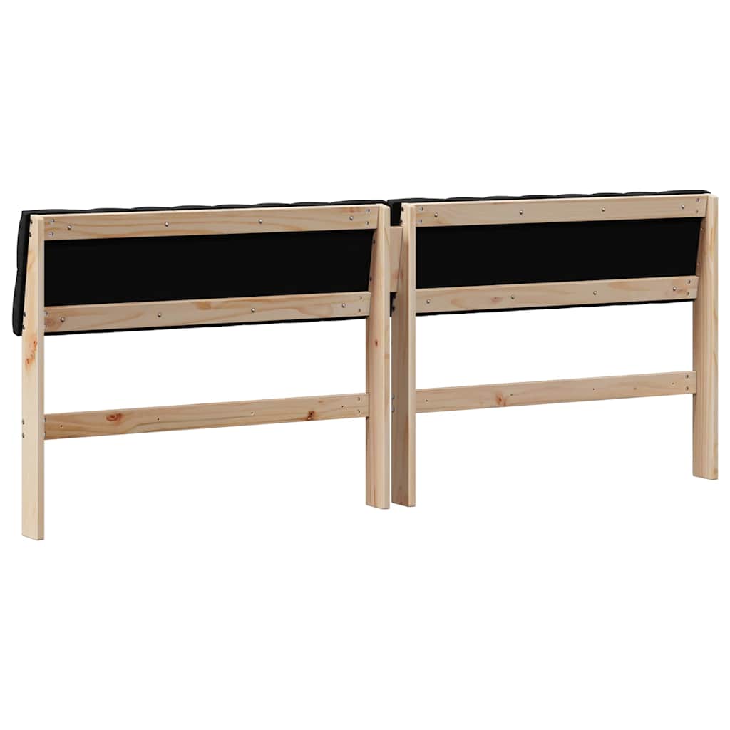 Čalúnené Čelo Postele Čierna 200 Cm Masívne Borovicové Drevo