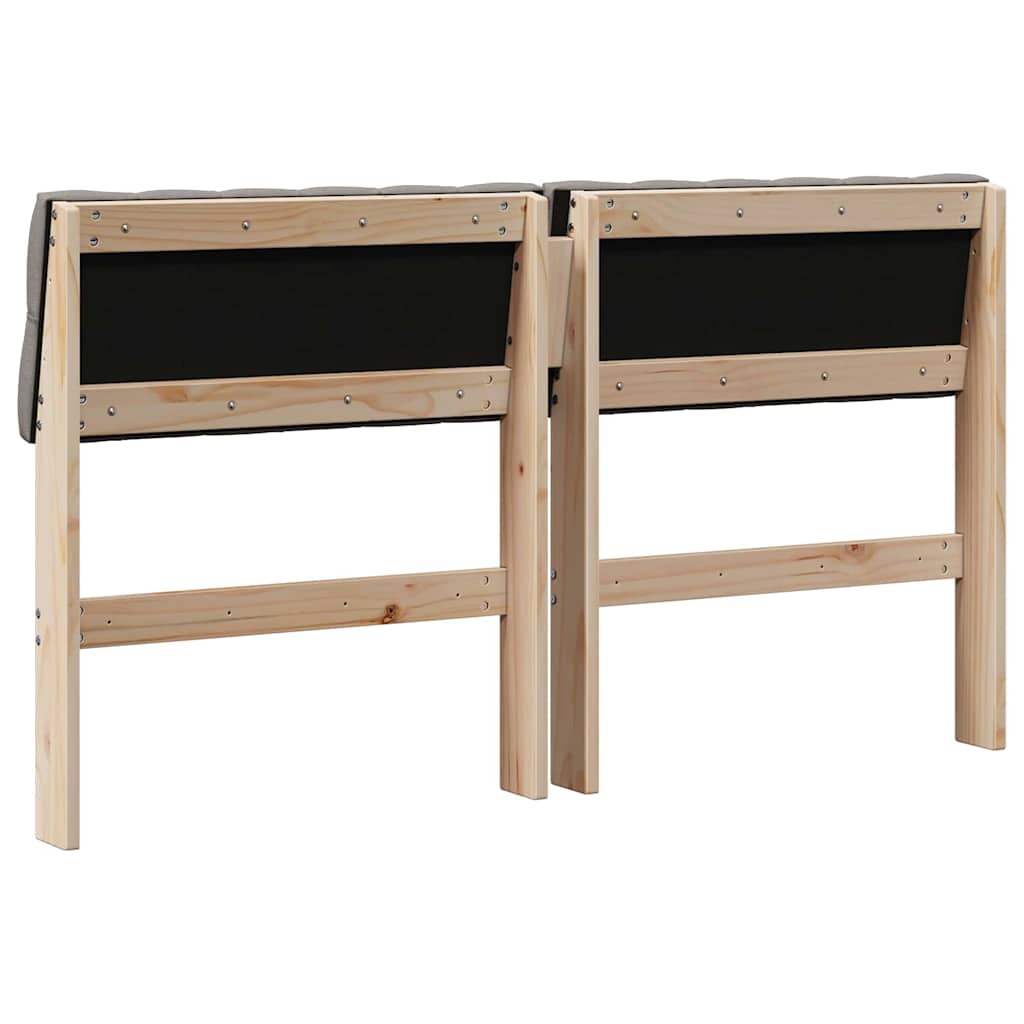 Čalúnené Čelo Postele Sivohnedá 135 Cm Masívne Borovicové Drevo