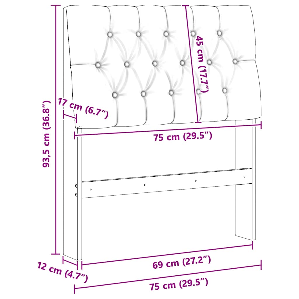 Čalúnené Čelo Postele Čierna 75 Cm Masívne Borovicové Drevo