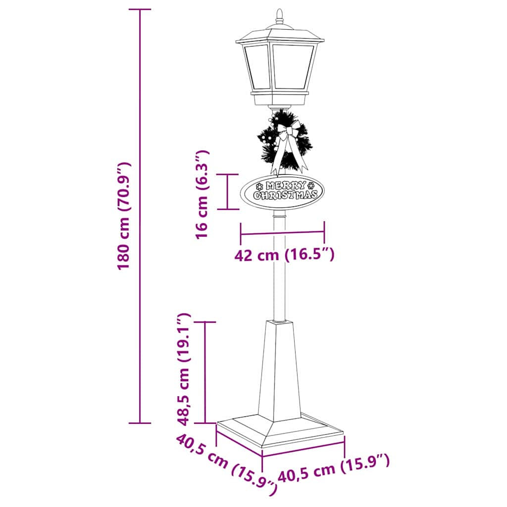 Vianočná Pouličná Lampa S Lampášom Červená 40,5X40,5X180Cm