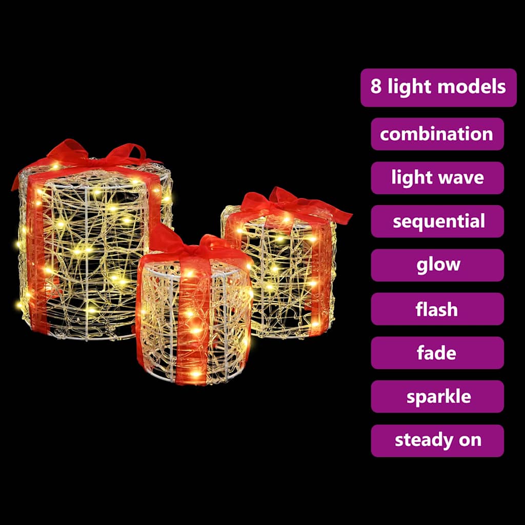 Dekorácia Darčekovej Škatule 3 Pcs Teplá Biela 20 X 20 X 21 Cm