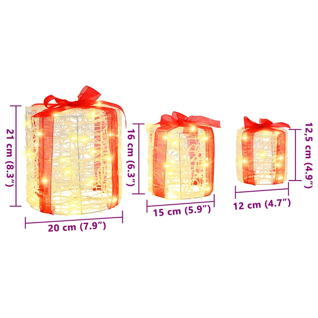 Dekorácia Darčekovej Škatule 3 Pcs Teplá Biela 20 X 20 X 21 Cm