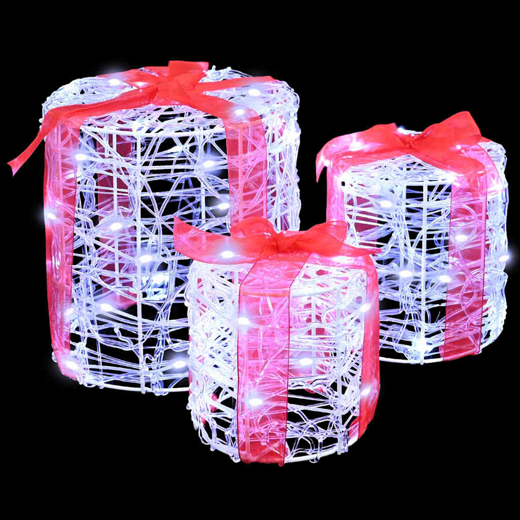 Dekorácia Darčekovej Škatule 3 Pcs Studená Biela