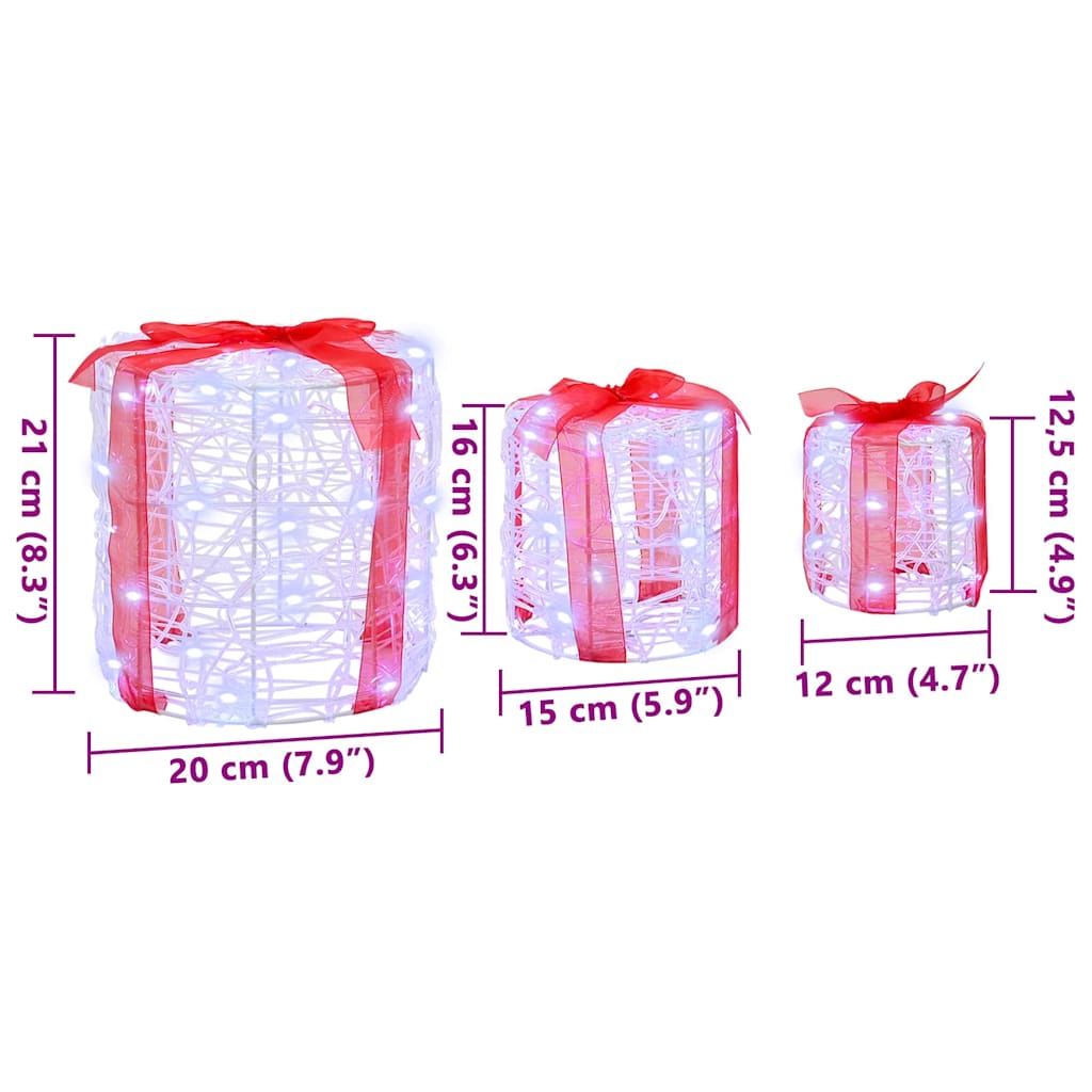 Dekorácia Darčekovej Škatule 3 Pcs Studená Biela